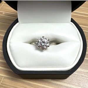 Solitaire Moissanite Engagement Ring - 14k white gold - size 6